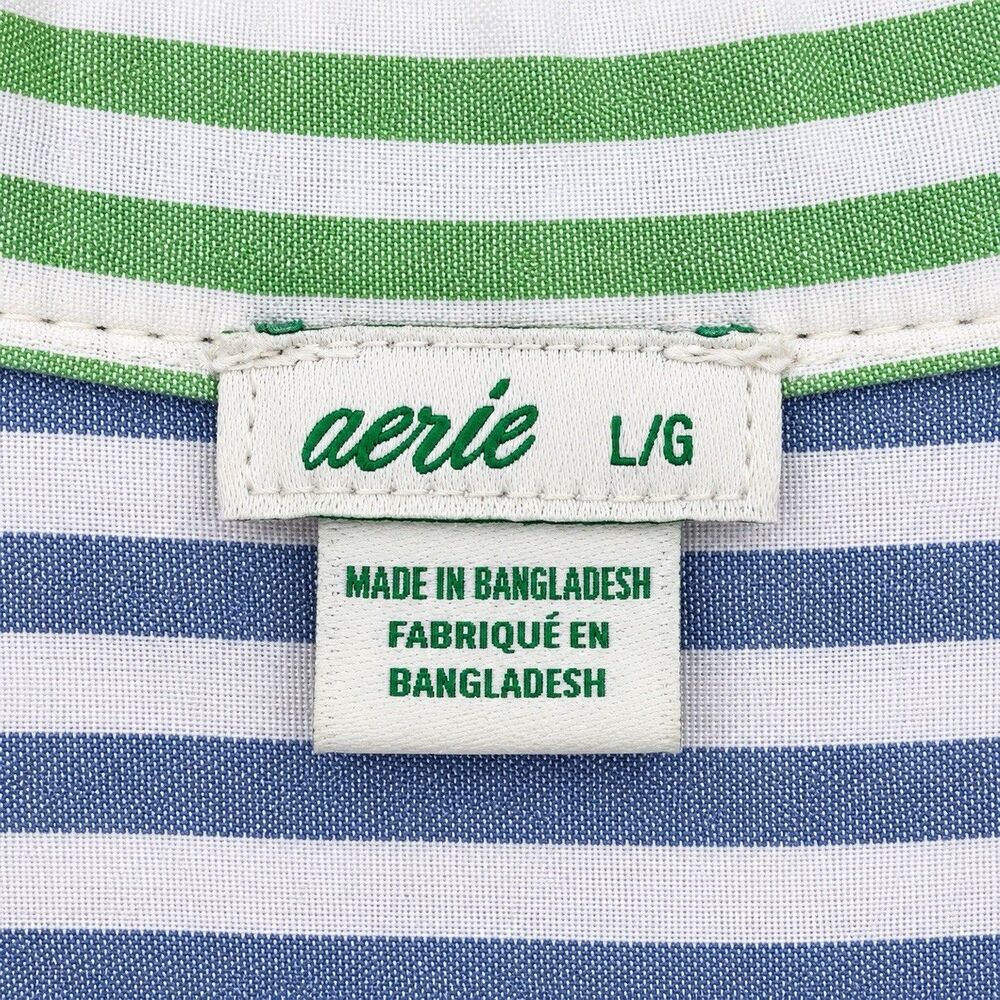 Aerie Women’s Striped Colorblock Button Down Shirt Size L/G Oversized Preppy - Picture 4 of 8